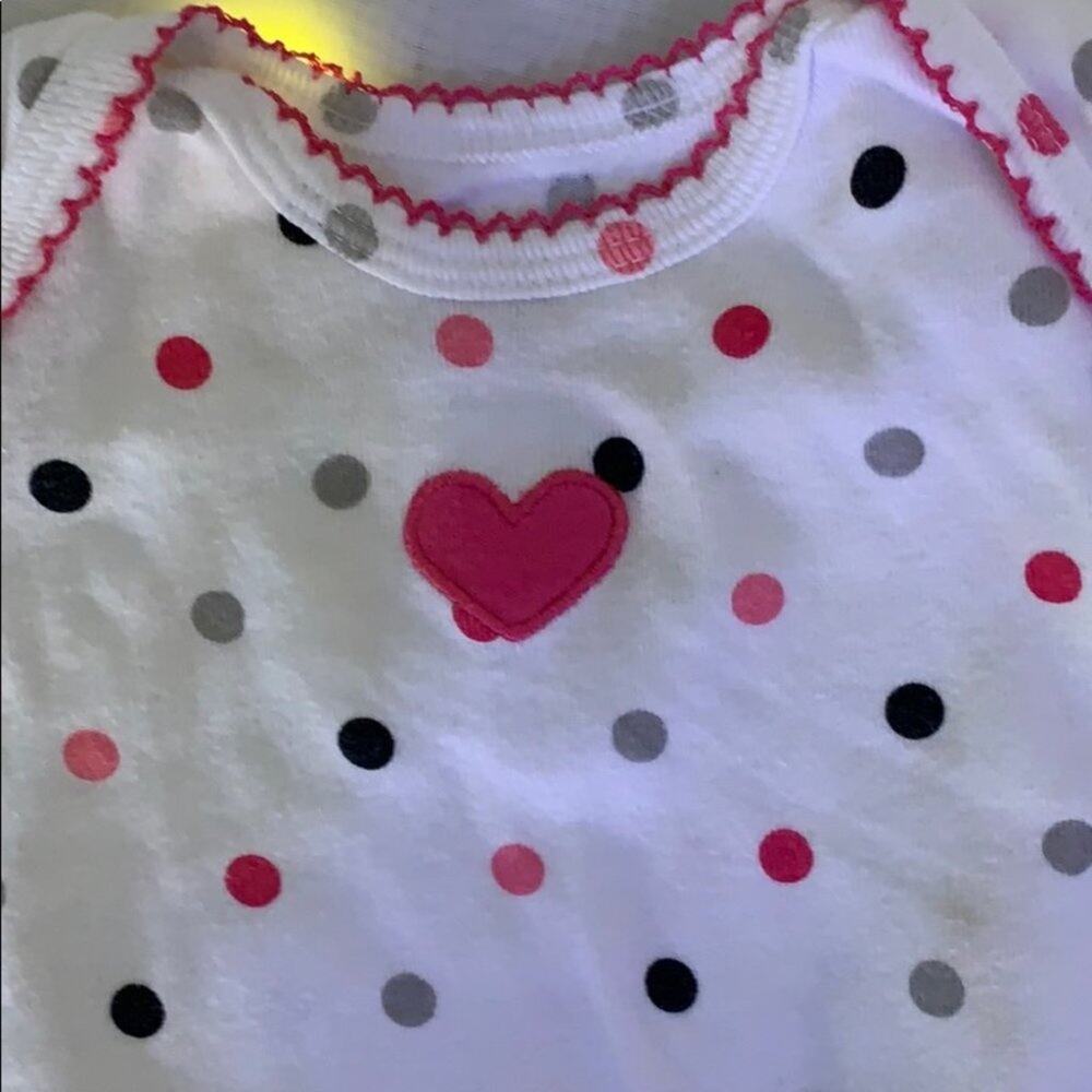 4 piece lot Bundle 2 snap crotch polka dot bodysuits 2 pants ruffle butt 6 month - Picture 3 of 6